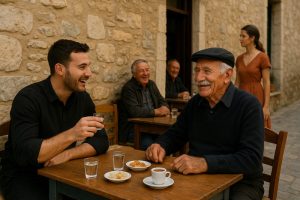 Διάλογος με μαντινάδες στο καφενείο